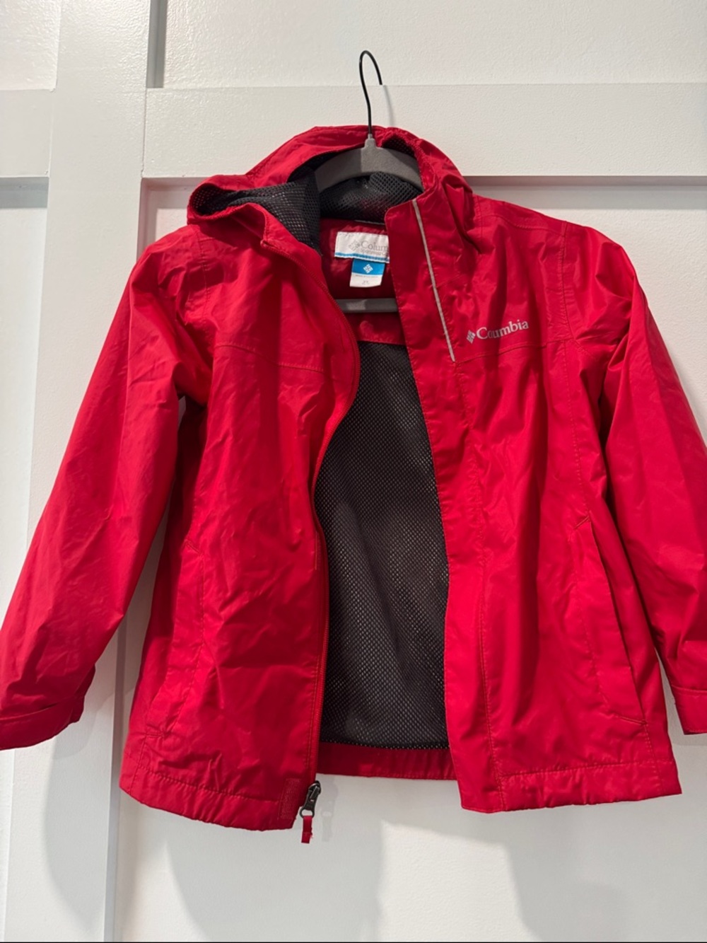 Columbia Kids Red Hooded Raincoat with Mesh Lining